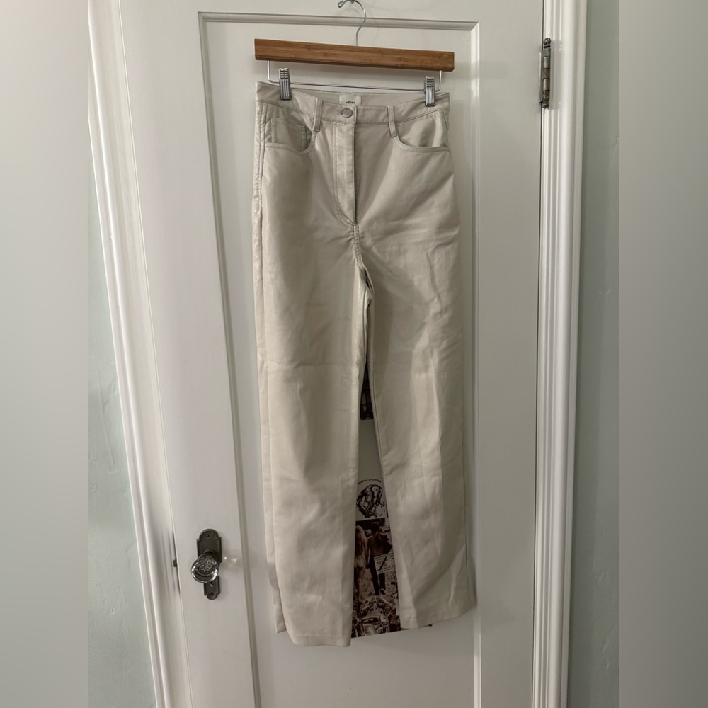 Women's Cream Leather Pants
